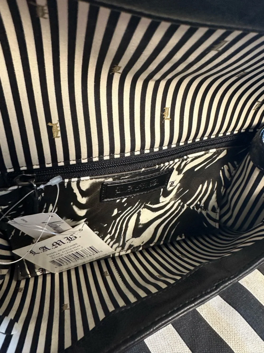 NWT L.A.M.B. Newcombe Black White Graphic Clutch Bag w/ Dust Bag Y2K Vintage - Picture 6 of 9
